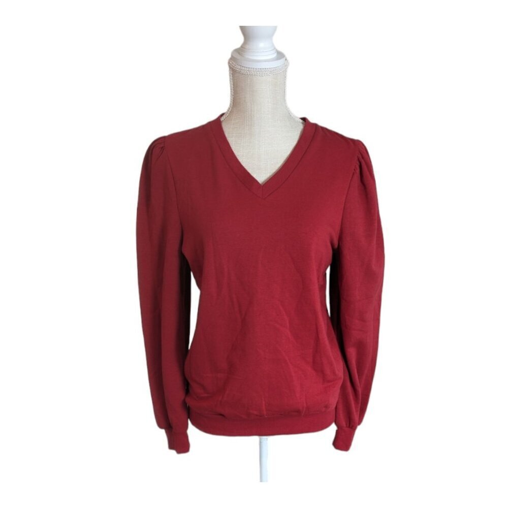 Knox Rose Red V Neck Pullover Sweatshirt Women's